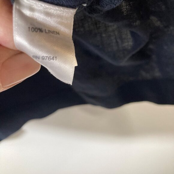 Womens PureJill Linen Tunic 1/2 Sleeve Navy Side Slit M - Picture 8 of 8